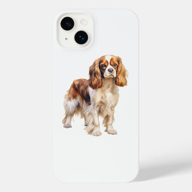 Cavalier King Charles Spaniel print Dog art print  iPhone Case (Back)