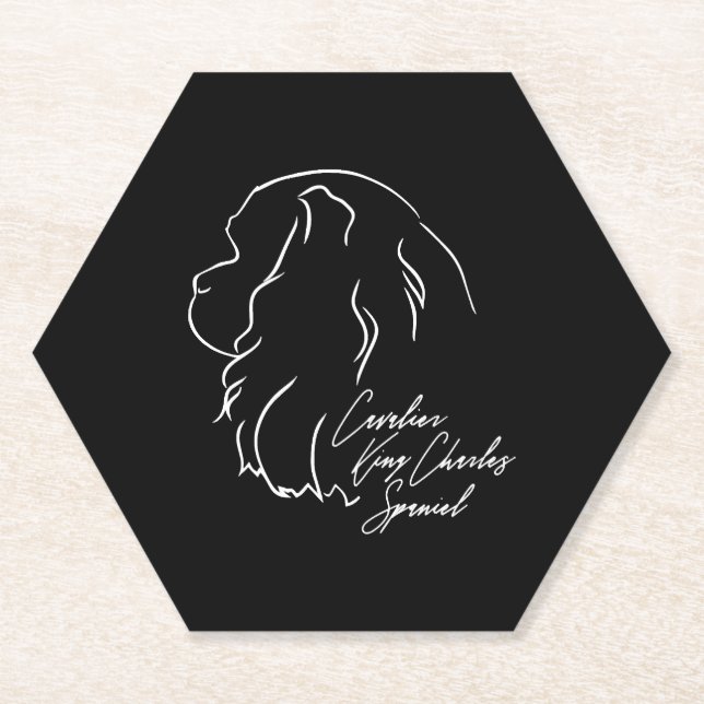 Cavalier King Charles Spaniel Profile dog mum Paper Coaster (Front)