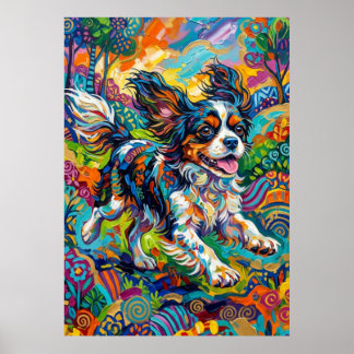 Cavalier King Charles Spaniel Psychedelic Art Post Poster