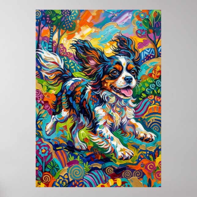 Cavalier King Charles Spaniel Psychedelic Art Post Poster (Front)