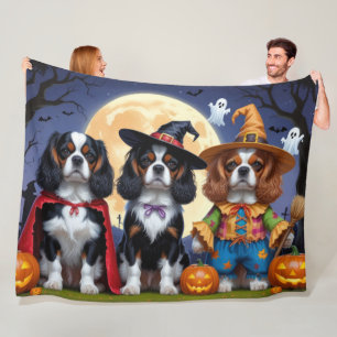 Cavalier King Charles Spaniel Pumpkin Halloween Fleece Blanket