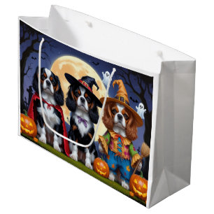 Cavalier King Charles Spaniel Pumpkin Halloween Large Gift Bag