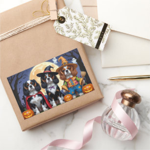 Cavalier King Charles Spaniel  Pumpkin Halloween Rectangular Sticker