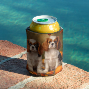 Cavalier King Charles Spaniel Puppy Autumn Pumpkin Can Cooler
