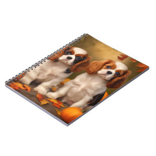 Cavalier King Charles Spaniel Puppy Autumn Pumpkin Notebook