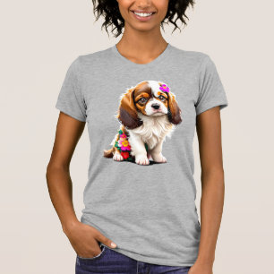 Cavalier King Charles Spaniel Puppy Floral Women's T-Shirt