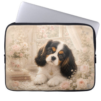 Cavalier King Charles Spaniel Puppy in Soft Pink F Laptop Sleeve