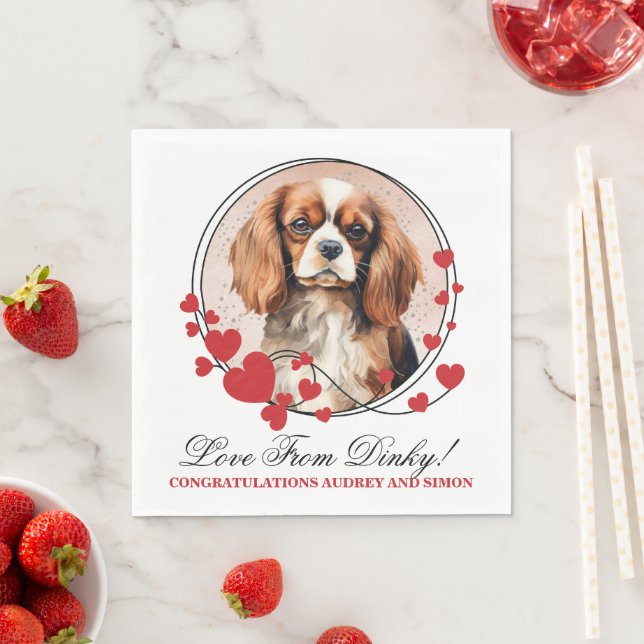 Cavalier King Charles Spaniel Red Heart Frame Napkin (Insitu)