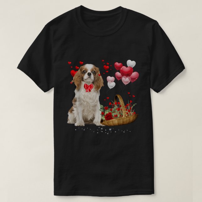 Cavalier King Charles Spaniel Red Heart Valentine  T-Shirt (Design Front)
