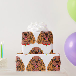 cavalier king charles spaniel ruby cartoon wrapping paper