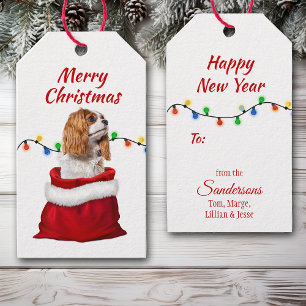 Cavalier King Charles Spaniel Santa Bag Gift Tags