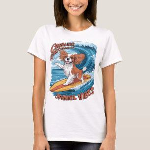 Cavalier King Charles Spaniel Shreds Wave Surfing T-Shirt
