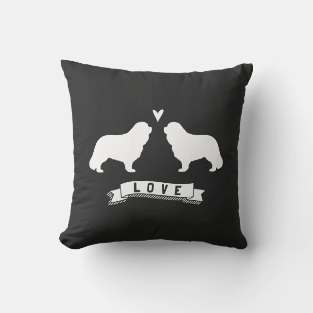 Cavalier King Charles Spaniel Silhouettes Love Cushion (Front)
