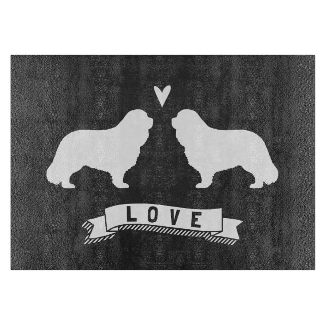 Cavalier King Charles Spaniel Silhouettes Love Cutting Board (Front)