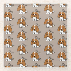 Cavalier King Charles Spaniel Sleeping Dog ZZZ Pet Glass Coaster