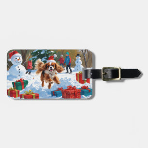 Cavalier King Charles Spaniel Snow with Christmas Luggage Tag