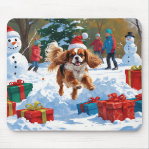 Cavalier King Charles Spaniel Snow with Christmas Mouse Pad