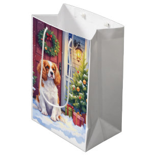 Cavalier King Charles Spaniel Snowy Christmas Medium Gift Bag