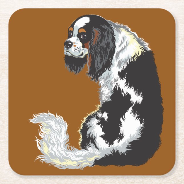 cavalier king charles spaniel square paper coaster (Front)