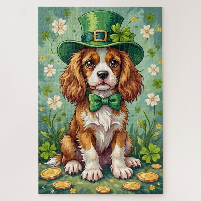 Cavalier King Charles Spaniel St Patrick’s Day Dog Jigsaw Puzzle (Vertical)