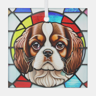 Cavalier King Charles Spaniel "Stained Glass"  Glass Tree Decoration