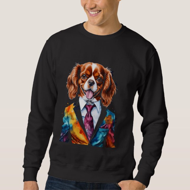 Cavalier King Charles Spaniel Suit Dog Funny Print Sweatshirt (Front)