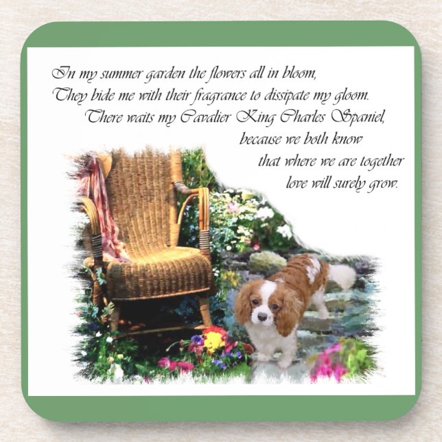 Cavalier King Charles Spaniel Summer Garden Coaster (Front)