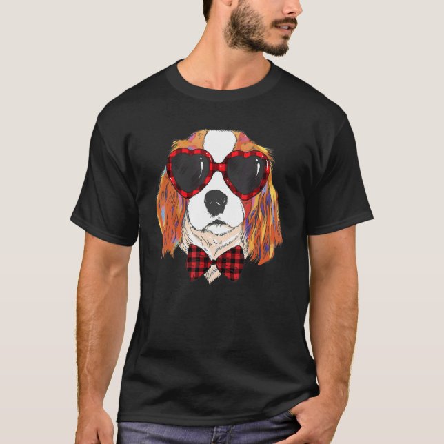 Cavalier King Charles Spaniel Sunglasses Plaid Hea T-Shirt (Front)