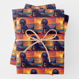 Cavalier King Charles Spaniel Sunset / Sunrise Wrapping Paper Sheet
