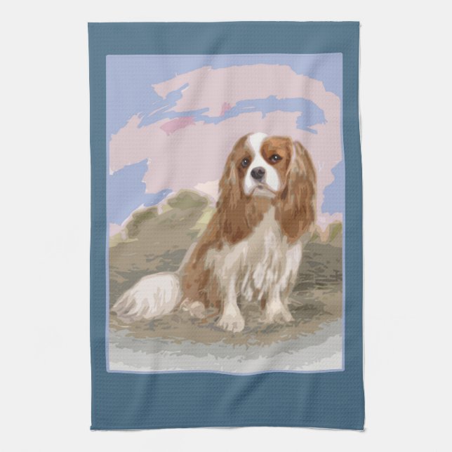 Cavalier King Charles Spaniel Tea Towel (Vertical)
