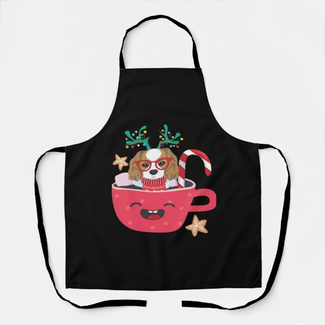 Cavalier King Charles Spaniel Teacup Xmas Holiday  Apron (Front)