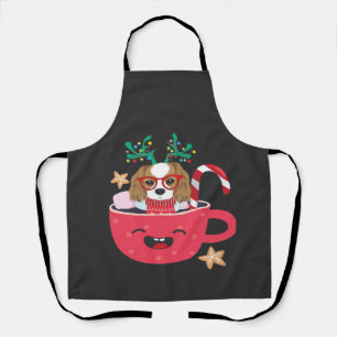 Cavalier King Charles Spaniel Teacup Xmas Holiday Apron