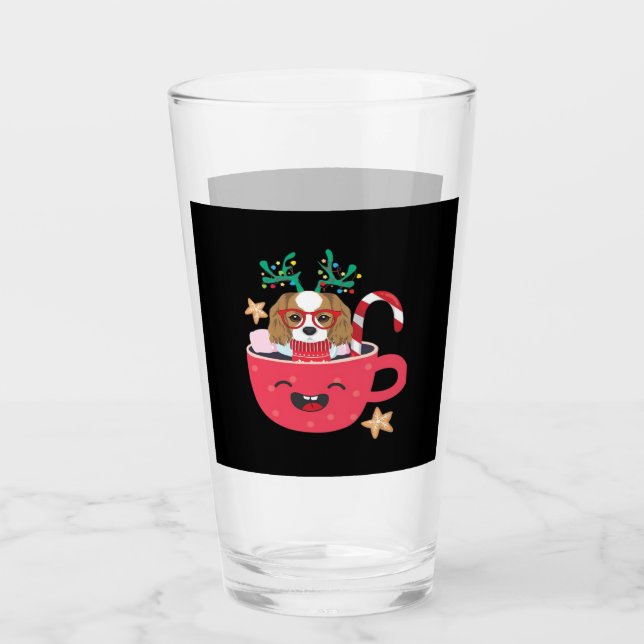 Cavalier King Charles Spaniel Teacup Xmas Holiday  Glass (Front)