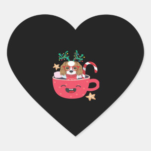 Cavalier King Charles Spaniel Teacup Xmas Holiday  Heart Sticker