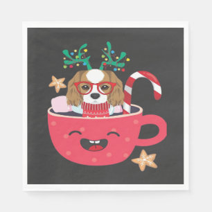 Cavalier King Charles Spaniel Teacup Xmas Holiday Napkin