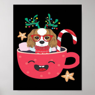 Cavalier King Charles Spaniel Teacup Xmas Holiday Poster