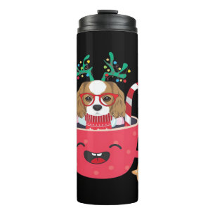 Cavalier King Charles Spaniel Teacup Xmas Holiday Thermal Tumbler
