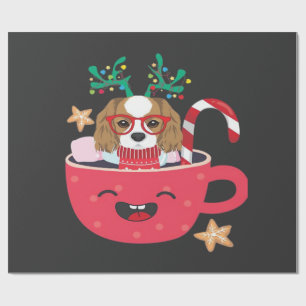 Cavalier King Charles Spaniel Teacup Xmas Holiday Wrapping Paper
