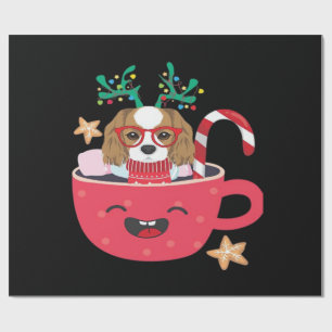Cavalier King Charles Spaniel Teacup Xmas Holiday Wrapping Paper