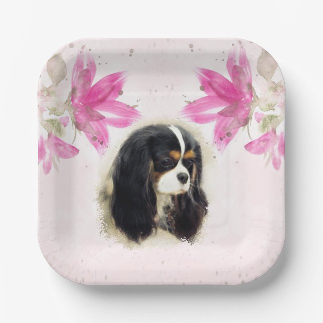Cavalier King Charles Spaniel - Tri, Party Plates (Front)