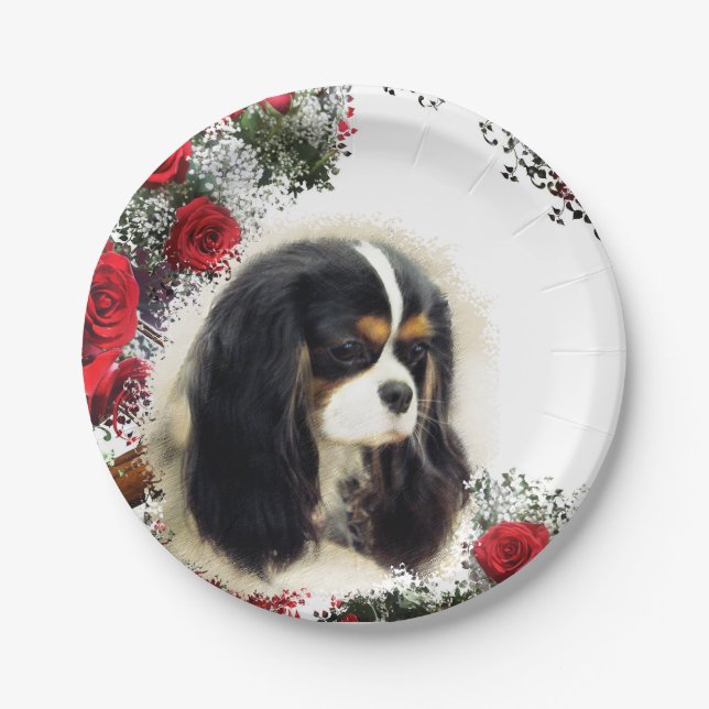 Cavalier King Charles Spaniel - Tri, Plate (Front)