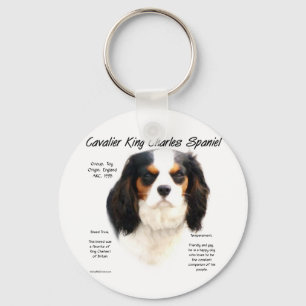 Cavalier King Charles Spaniel (tricolor) History Key Ring