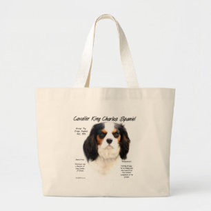Cavalier King Charles Spaniel (tricolor) History Large Tote Bag