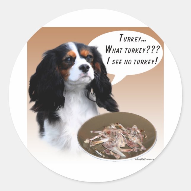 Cavalier King Charles Spaniel Turkey Classic Round Sticker (Front)