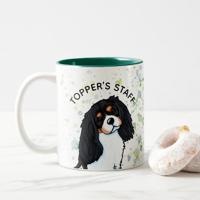 Cavalier King Charles Spaniel Two-Tone Coffee Mug (With Donut)