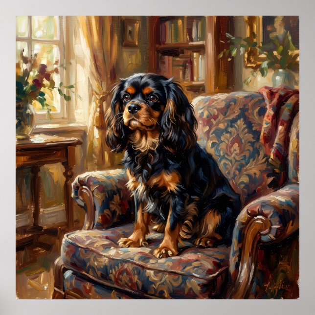 Cavalier King Charles Spaniel Victorian Library Po Poster (Front)