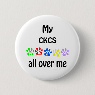 Cavalier King Charles Spaniel Walks Design 6 Cm Round Badge