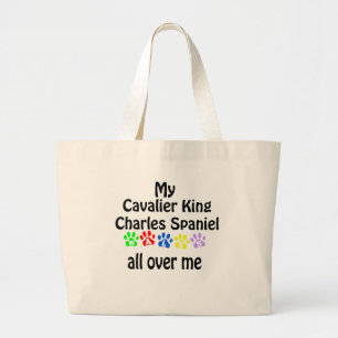 Cavalier King Charles Spaniel Walks Design Large Tote Bag