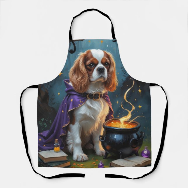 Cavalier King Charles Spaniel Whimsical Halloween  Apron (Front)