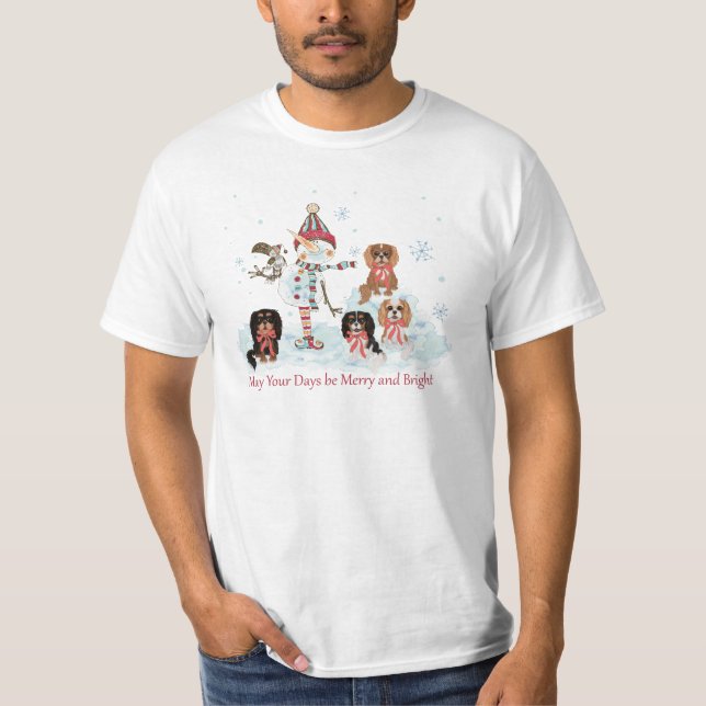 Cavalier King Charles Spaniel Winter Scene  T-Shirt (Front)